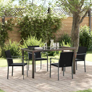 vidaXL Tuin eettafelset 5 pcs Zwart en Grijs PE Rattan