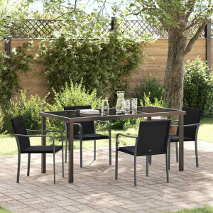 vidaXL Tuin eettafelset 5 pcs Zwart en Grijs PE Rattan