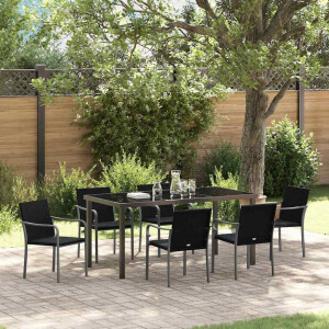vidaXL Tuin eettafelset 7 pcs Zwart en Grijs PE Rattan
