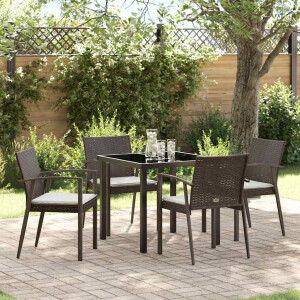 vidaXL Tuin eettafelset 5 pcs Bruin en zwart PE Rattan