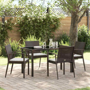 vidaXL Tuin eettafelset 5 pcs Bruin en zwart PE Rattan
