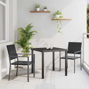 vidaXL Tuin eettafelset 3 pcs Zwart PE Rattan