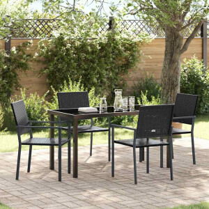 vidaXL Tuin eettafelset 5 pcs Zwart PE Rattan