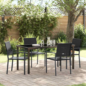 vidaXL Tuin eettafelset 5 pcs Zwart PE Rattan