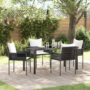 vidaXL Tuin eettafelset 5 pcs Bruin en zwart PE Rattan