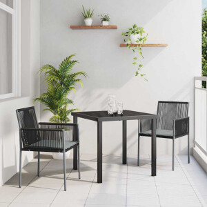 vidaXL Tuin eettafelset 3 pcs Zwart PE Rattan