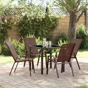 vidaXL Tuin eettafelset 5 pcs Bruin en zwart Poedercoating staal