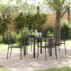 vidaXL Tuin eettafelset 5 pcs Zwart Gepoedercoat staal