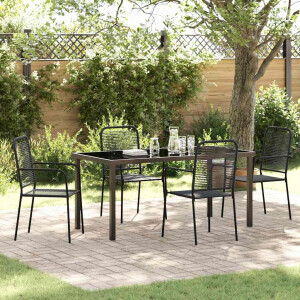 vidaXL Tuin eettafelset 5 pcs Zwart Gepoedercoat staal
