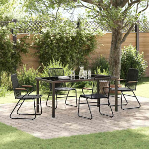 vidaXL Tuin eettafelset 5 pcs Zwart Gepoedercoat staal