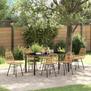 vidaXL Tuin eettafelset 7 pcs Bruin Gepoedercoat staal