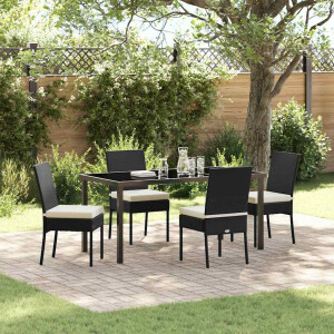 vidaXL Tuin eettafelset 5 pcs Zwart Gepoedercoat staal