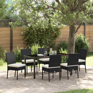 vidaXL Tuin eettafelset 7 pcs Zwart Gepoedercoat staal