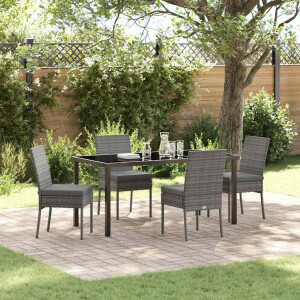 vidaXL Tuin eettafelset 5 pcs Grijs Gepoedercoat staal