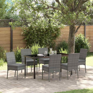 vidaXL Tuin eettafelset 7 pcs Grijs Gepoedercoat staal