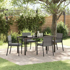 vidaXL Tuin eettafelset 5 pcs Grijs Gepoedercoat staal