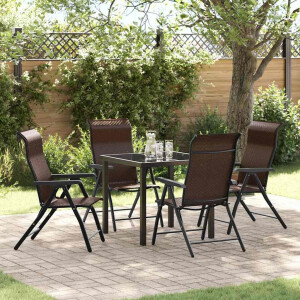 vidaXL Tuin eettafelset 5 pcs Bruin Gepoedercoat staal