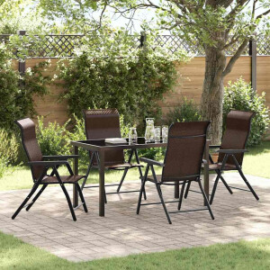 vidaXL Tuin eettafelset 5 pcs Bruin Gepoedercoat staal