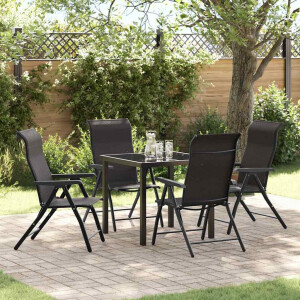 vidaXL Tuin eettafelset 5 pcs Zwart Koffie Gepoedercoat staal