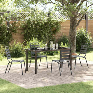 vidaXL Tuin eettafelset 5 pcs Antraciet Gepoedercoat staal