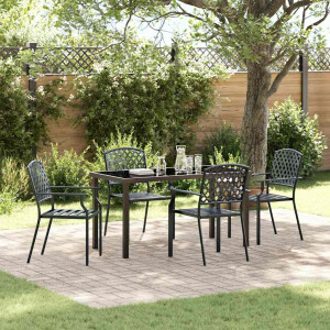 vidaXL Tuin eettafelset 5 pcs Antraciet Gepoedercoat staal