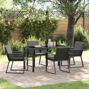 vidaXL Tuin eettafelset 5 pcs Zwart Gepoedercoat staal
