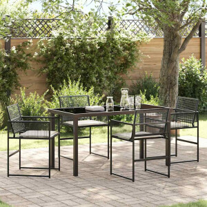 vidaXL Tuin eettafelset 5 pcs Zwart Gepoedercoat staal