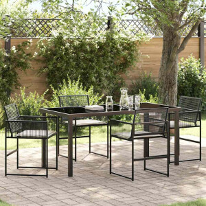 vidaXL Tuin eettafelset 5 pcs Zwart Gepoedercoat staal
