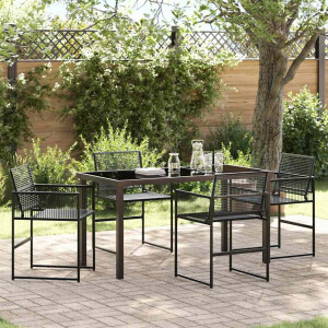 vidaXL Tuin eettafelset 5 pcs Zwart Gepoedercoat staal