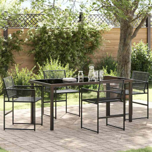 vidaXL Tuin eettafelset 5 pcs Zwart Gepoedercoat staal