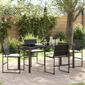 vidaXL Tuin eettafelset 5 pcs Zwart Gepoedercoat staal