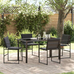 vidaXL Tuin eettafelset 5 pcs Zwart Gepoedercoat staal