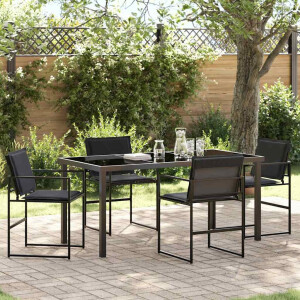 vidaXL Tuin eettafelset 5 pcs Zwart Gepoedercoat staal