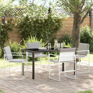 vidaXL Tuin eettafelset 5 pcs Wit Gepoedercoat staal