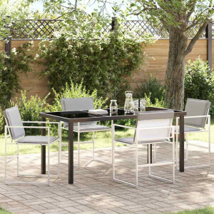 vidaXL Tuin eettafelset 5 pcs Wit Gepoedercoat staal