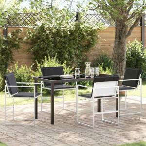 vidaXL Tuin eettafelset 5 pcs Wit Gepoedercoat staal