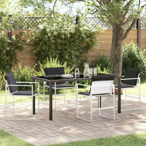 vidaXL Tuin eettafelset 5 pcs Wit Gepoedercoat staal