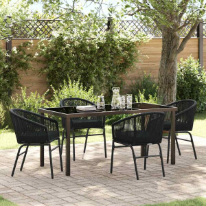 vidaXL Tuin eettafelset 5 pcs Zwart Gepoedercoat staal