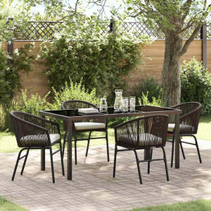 vidaXL Tuin eettafelset 5 pcs Bruin Gepoedercoat staal