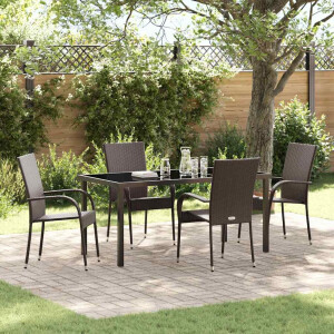 vidaXL Tuin eettafelset 5 pcs Bruin Gepoedercoat staal