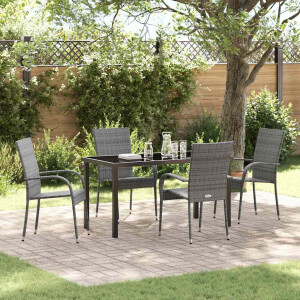 vidaXL Tuin eettafelset 5 pcs Grijs Gepoedercoat staal