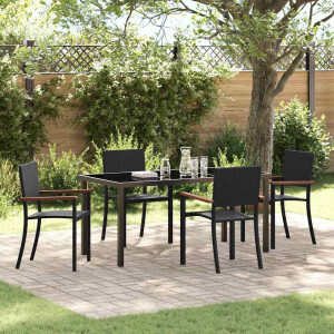 vidaXL Tuin eettafelset 5 pcs Zwart Gepoedercoat staal