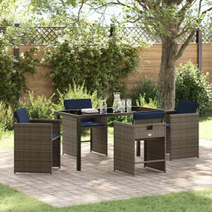 vidaXL Tuin eettafelset 5 st Grijs poly rattan