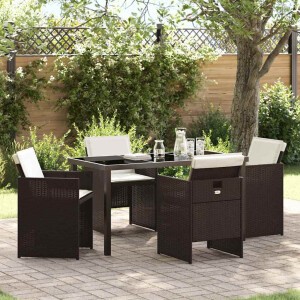 vidaXL Tuin eettafelset 5 pcs Bruin poly rattan