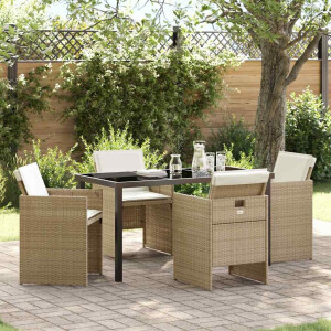 vidaXL Tuin eettafelset 5 pcs Beige poly rattan