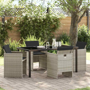 vidaXL Tuin eettafelset 5 pcs Lichtgrijs poly rattan