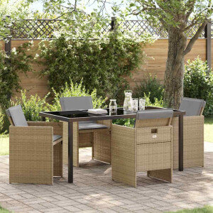 vidaXL Tuin eettafelset 5 pcs Beige poly rattan