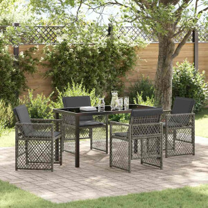 vidaXL Tuin eettafelset 5 pcs Grijs poly rattan