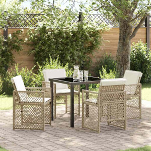 vidaXL Tuin eettafelset 5 pcs Beige poly rattan