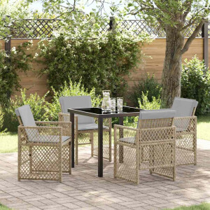 vidaXL Tuin eettafelset 5 pcs Beige poly rattan